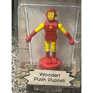 Marvel Comics Iron Man Wooden Push Puppet Entertainment Earth Retro Toy New